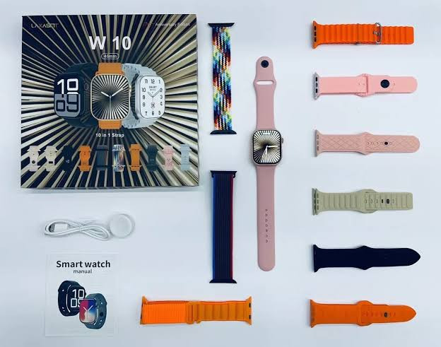 W10 Smart Watch (45mm) – 10 Strap Edition | Bluetooth Calling, Fitness Tracking & Long Battery Life